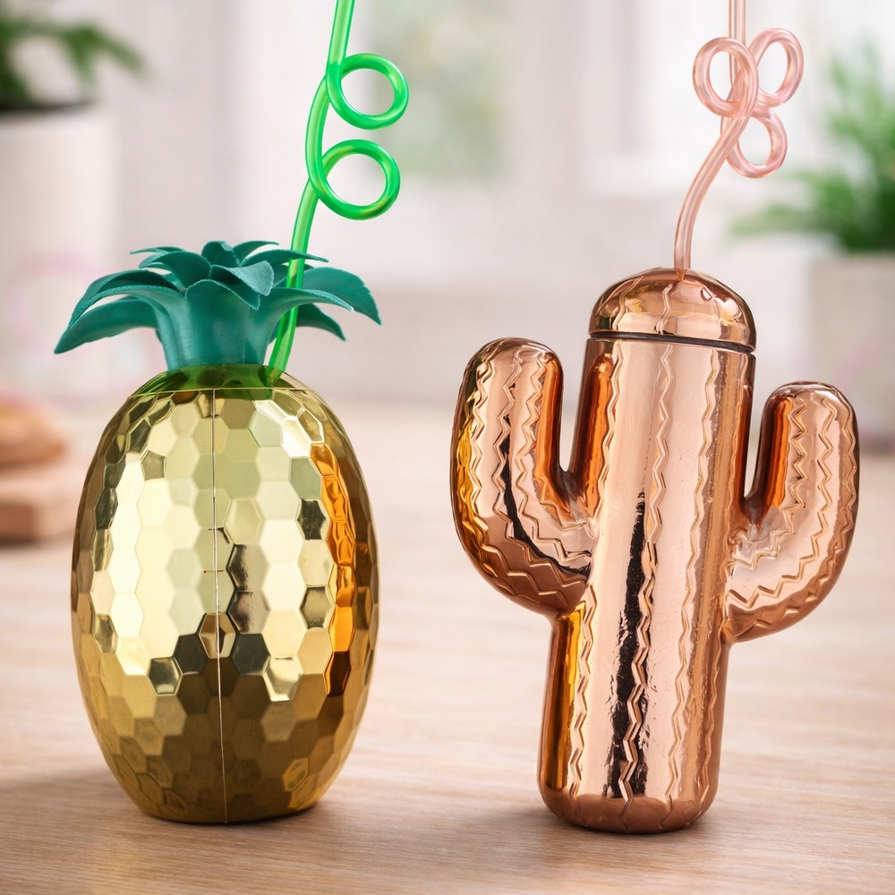 Pineapple & Cactus Festive Drinkware Set - Unused
